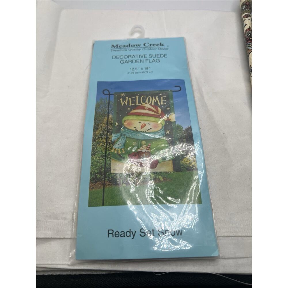 Meadow Creek Garden Flag, 18" Welcome Ready Set Snow